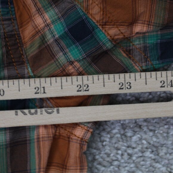 Duluth Shirt Mens Medium Brown/Green Plaid BBQ Relaxed Fit Long Sleeve Cotton - Picture 10 of 11